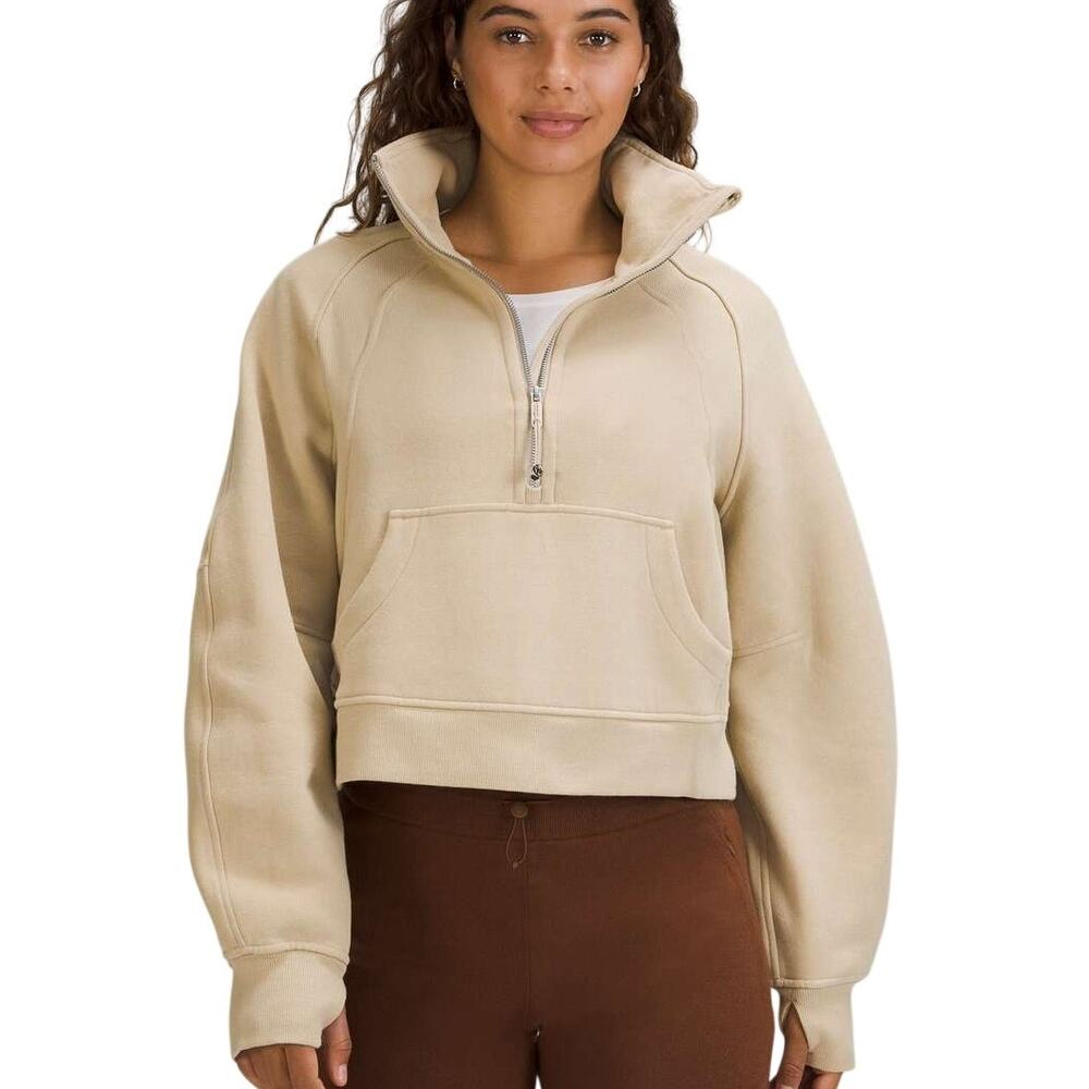 Lululemon Scuba Oversized Funnel Neck Sweatshirt Trench Tan Size M/L Fleece